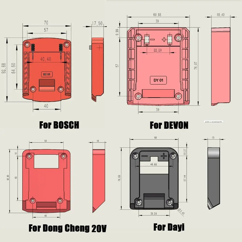 실용적인 ABS DIY 어댑터 휴대용 내구성 배터리 커넥터 거치대 베이스, 마키타, 디월트, WORX, 밀워키 18V 리튬 배터리용