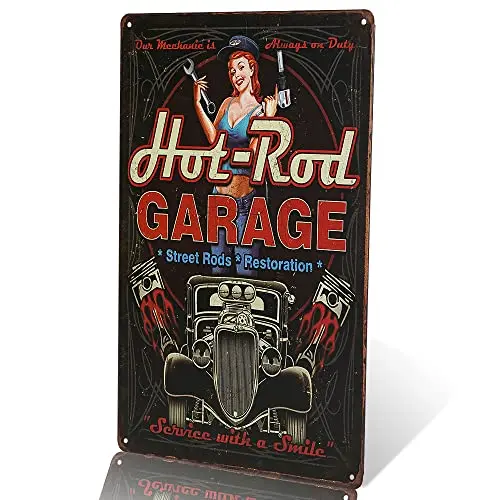 dingleiever- hot Rod Garage Metal Painting Vintage Crosses Home Wall Decor pin up Poster Antique Tray House Rules Wall Art