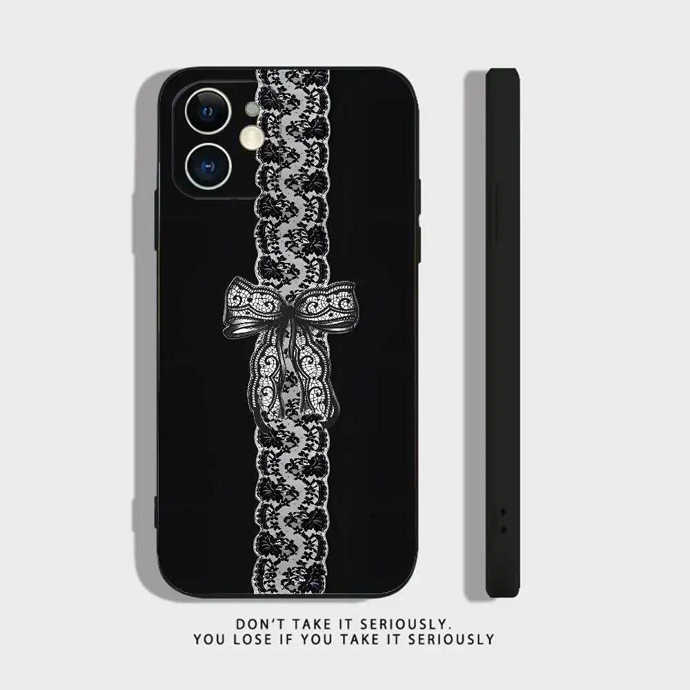 Elegant Black Lace Print Phone Case Cover