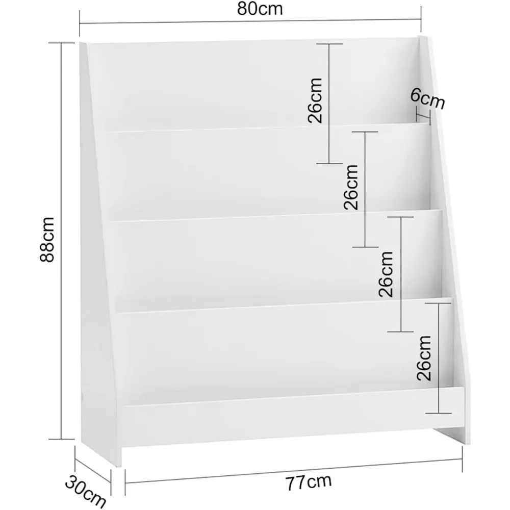 White 4-Tier Children Kids Bookcase, Book Shelf, Storage Display Rack Organizer Holder for Bedroom, Study Living Room, KMB32-W 2