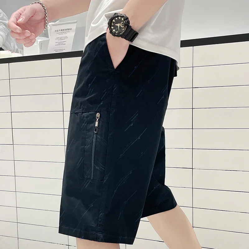 Men's Sweatpants Over Knee Summer Board Shorts Work Clothes Pure Cotton Casual Loose Breeches Fashion Multiple Pockets Pants