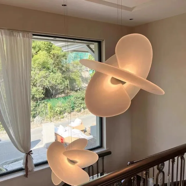Lámpara Colgante Moderna de Seda Estilo Italiano Minimalista, Diseño Nórdico, Blanca, para Loft, Villa, Sala de Estar, Hotel 6