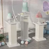 3PCS Square Pedestal Stand for Party,White Wood Display Pedestal Stands for Parties,Fluted Plinth Pillars Table Stands 6