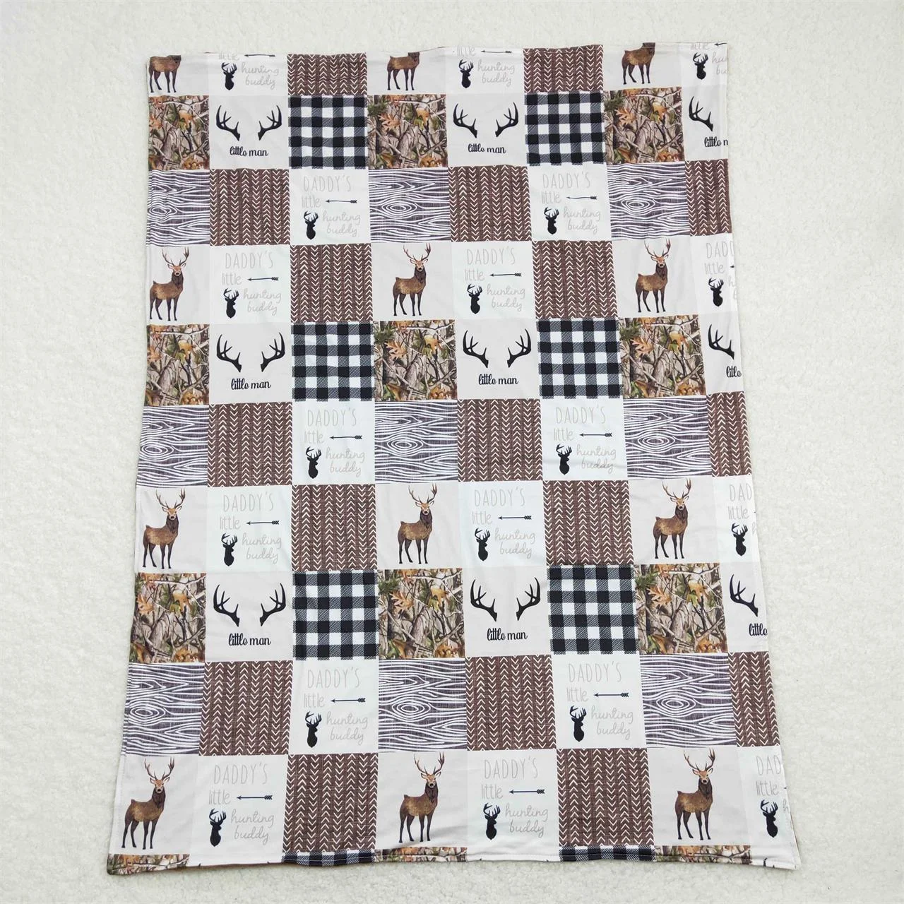 Wholesale Boutique Kids Deer Hunting Bedding Fleece Children Thin Quilt Toddler Daddy's Baby Boy Flannel Blanket 2