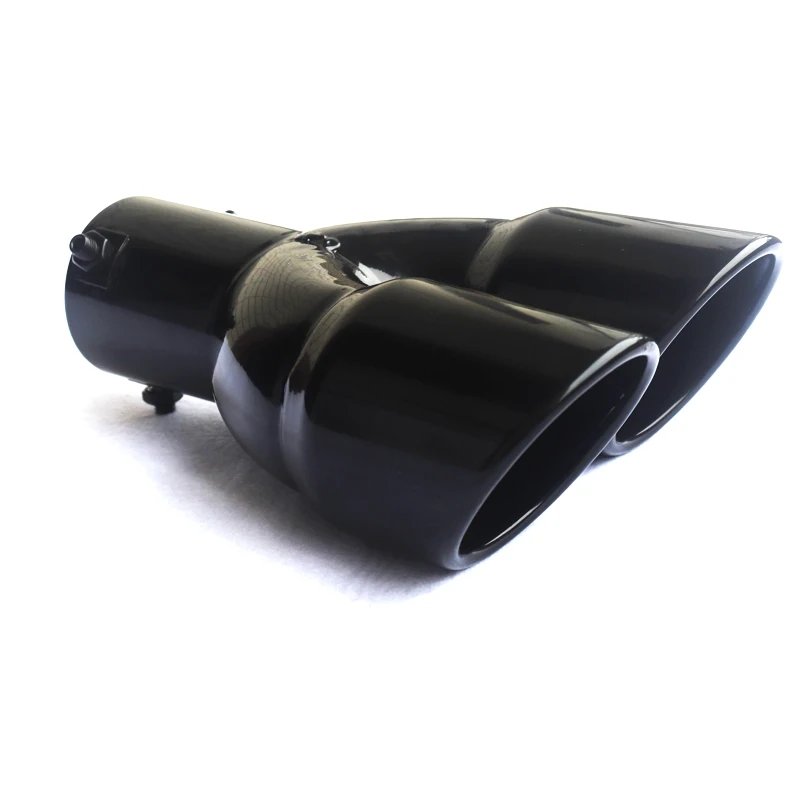 Exhaust Pipe Tip Tail Pipe Muffler Universal 63mm Car Exhaust Pipe Inlet Double-Barrel Rear Tip