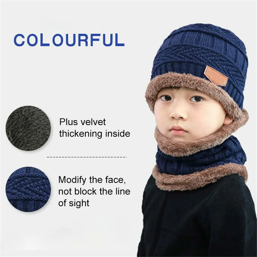 Warm Soft Thermal Balaclava Neck Scarf Cap Knitted Hat Beanie Hat Scarf