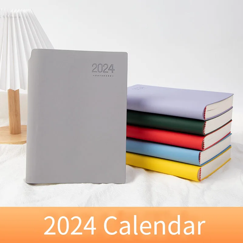

2024 Simple Agenda Business Office Notepad A5 Soft Surface Time Management Notebook Thickening