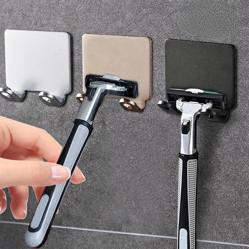Bathroom Space Aluminum Razor Holder Storage Hook Wall Men Shaving Shaver Shelf Punch Free Razor Rack Accessories Organization storage rack razor holder bathroom shelf bathroom storage shelf storage shelf bathroom accessories bathroom corner shelf