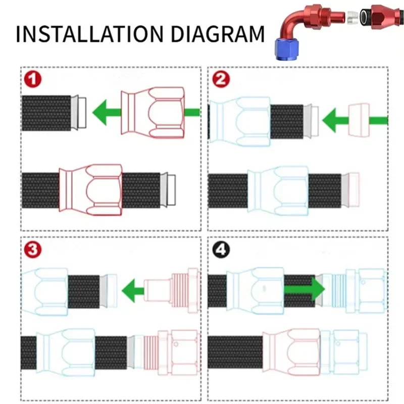12Pcs Universal AN Hose Fittings Kit (AN3-AN10, Straight/45°/90°) 5