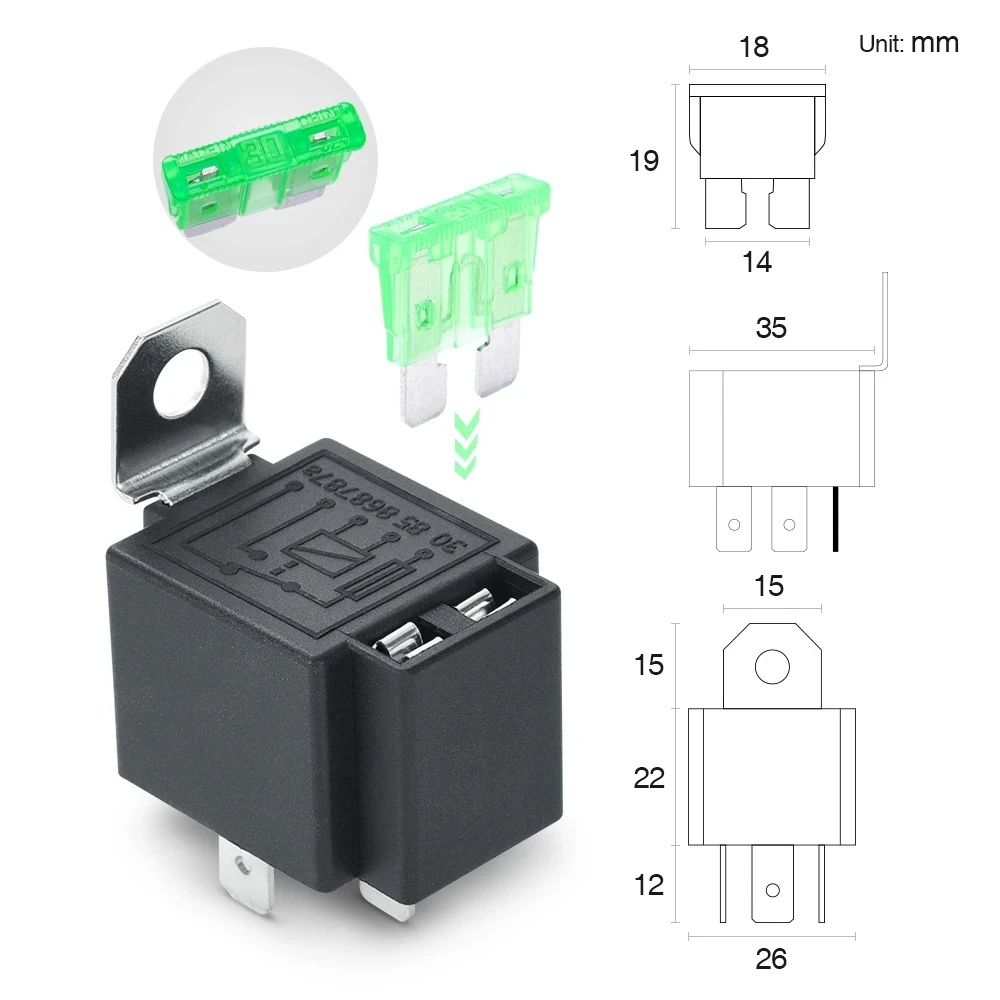 6PCS 5-Pin SPST Automotive Electrical Relay 12V 30A Car Fuse Relay Switch Wiring Harness Car Accessories