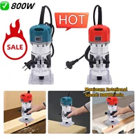 800W 30000RPM Wood Router Machine Electric Hand Trimmer Woodworking Trimming Grooving Carving Machine Carpenter Power Tools