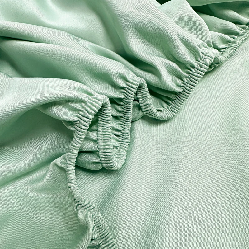 1 Piece Satin Fitted Sheet , Only Classic Luxury Silky Soft Bed Sheets  ,Solid Color , Summer Bed Sheet , Cool 6