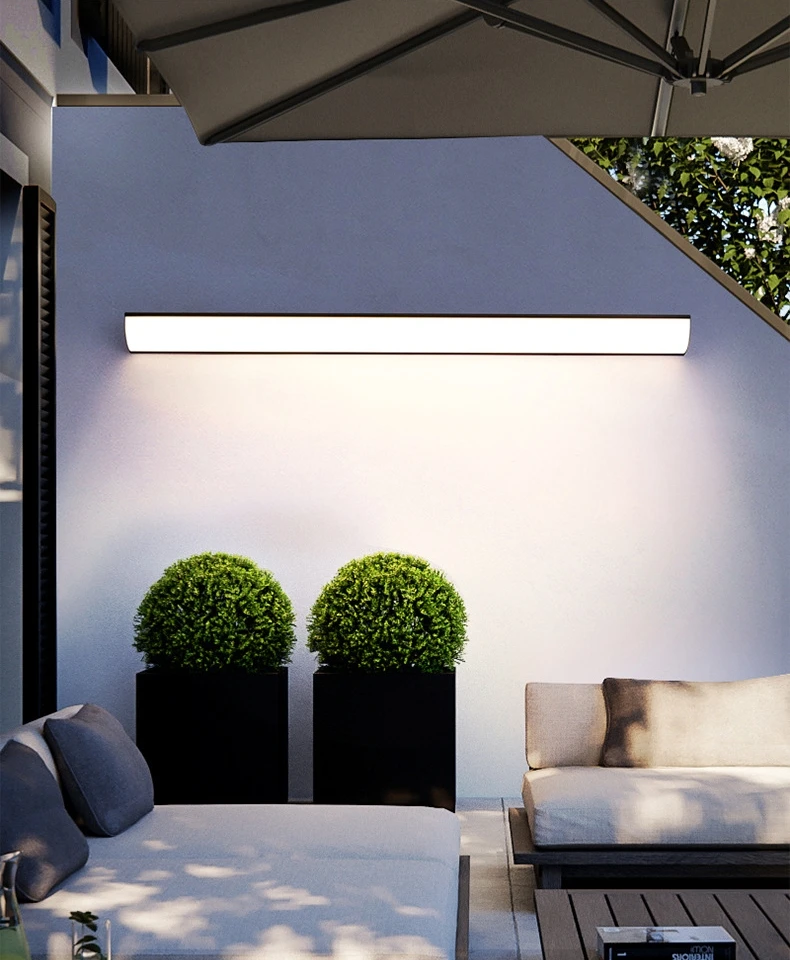 Minimalist Strip Wall Lamp Ip65 Outdoor Waterproof Wall Lamp Garden Villa Porch Courtyard Outdoor Lighting Exterior Wall Lamp