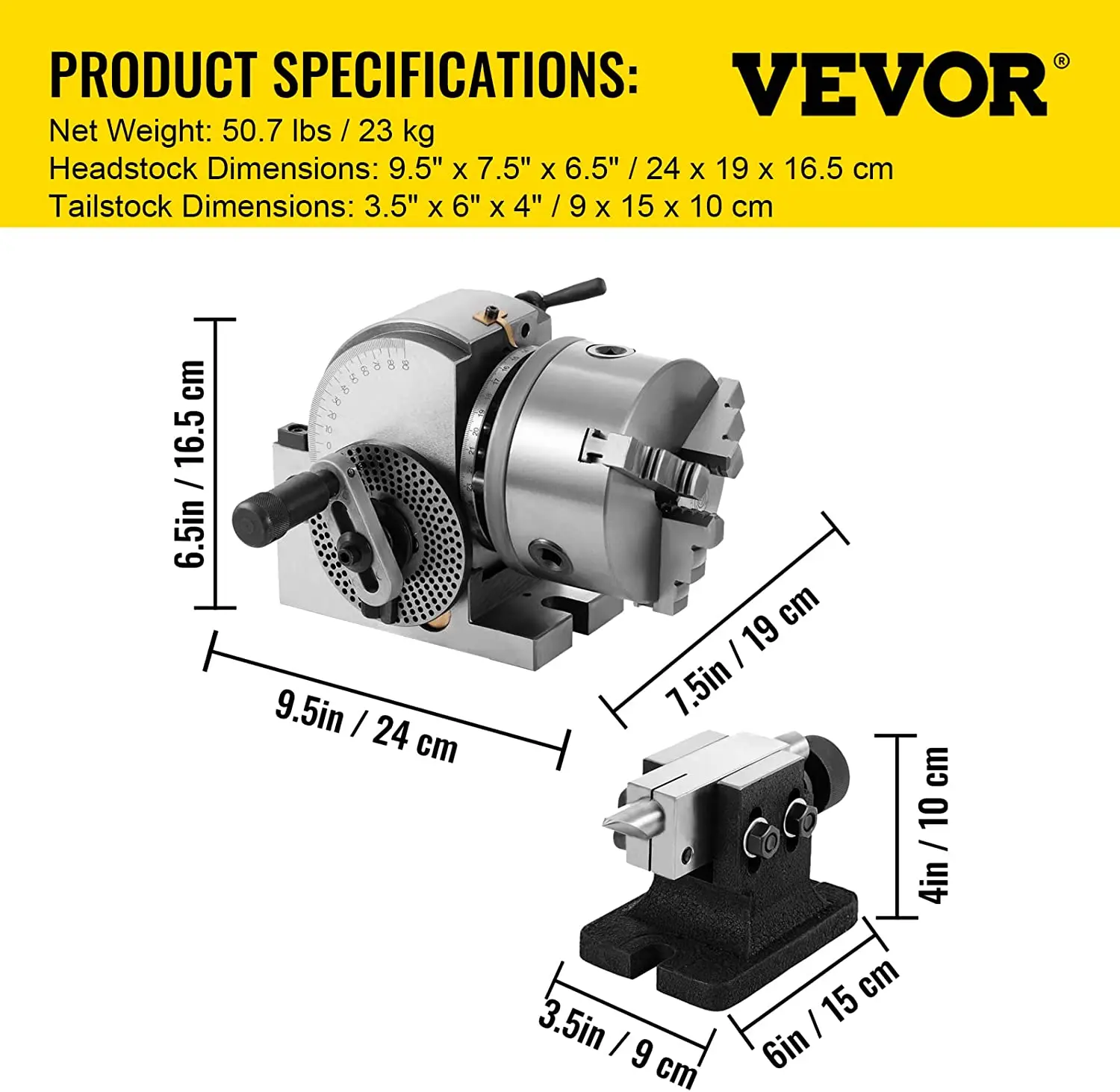 VEVOR BS-0 Precision Dividing Head With 5