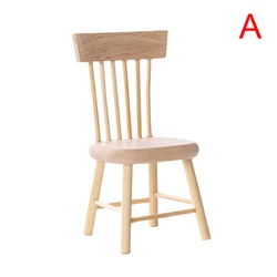 Miniature Wooden Dollhouse Dining Set - Pretend Play Furniture Toys (Chair)