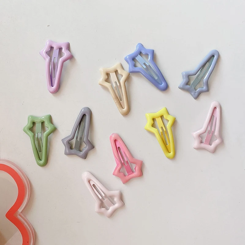 Children Baby Girls Fashion Multicolour Geometric Stars Ornament Hair Clips 10 Pcs/Set Kids Girl Sweet Hairpins Hair Accessories