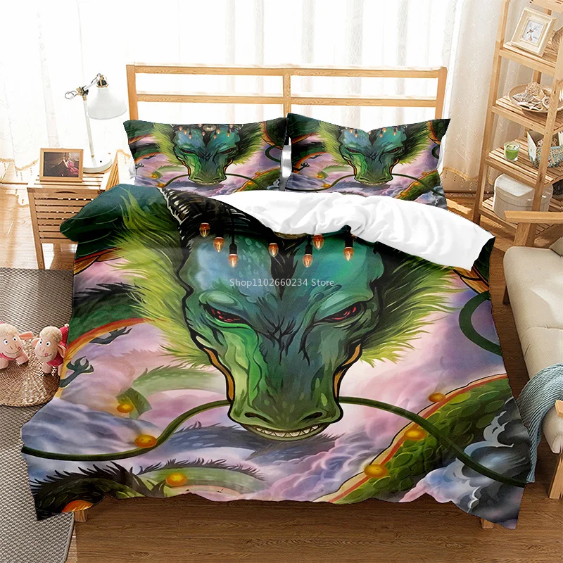 Parure De Lit Dragon Ball Z Imprimé 3D - 3 Pièces En Microfibre Super Douce - Housse De Couette Et Taies D'Oreiller - Taille Single à Super King - 6