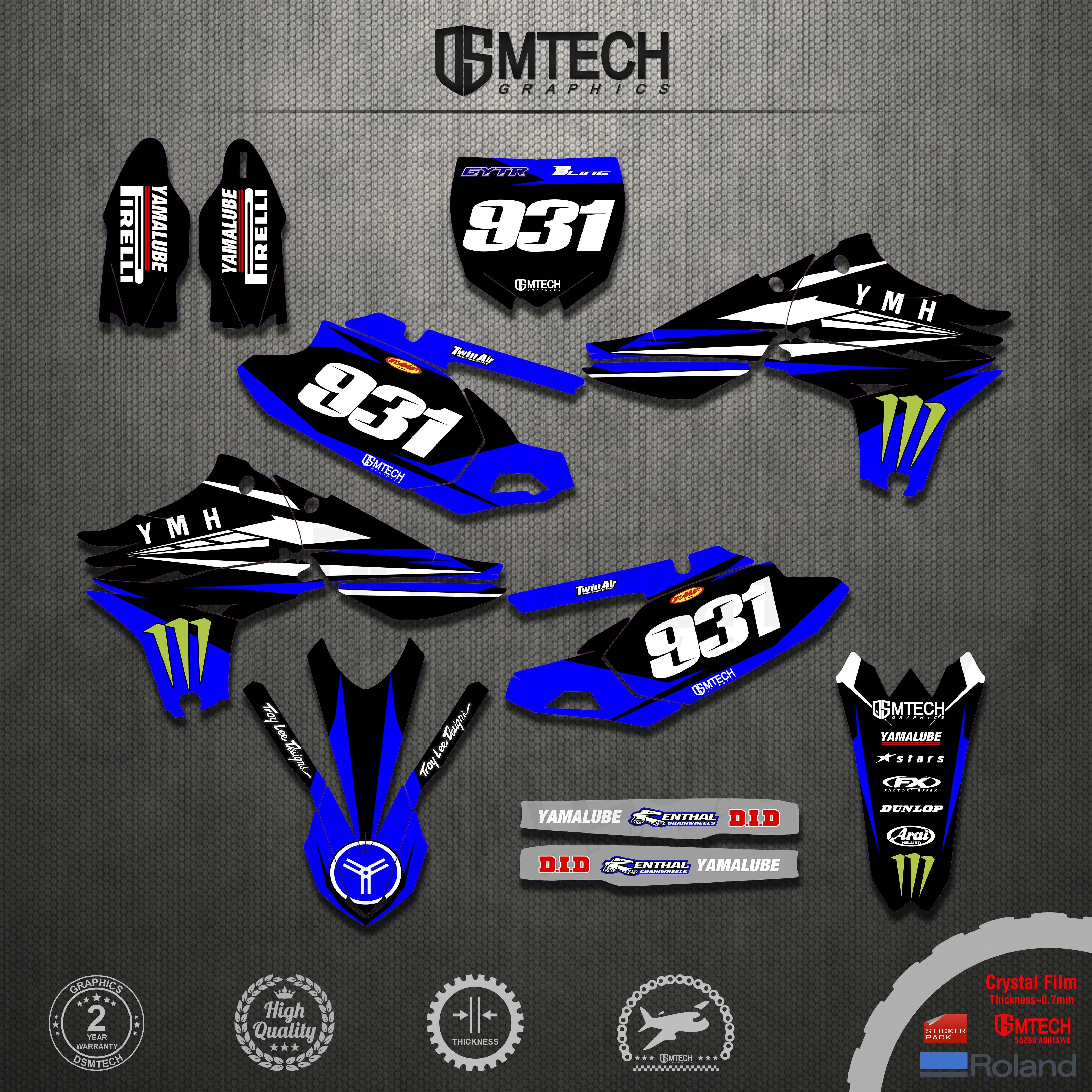 DSMTECH Customized Number Names Motorcycle GRAPHICS Stickers Decos Kits for Yamaha YZF450 YZ450F 2010 2011 2012 2013 YZF450