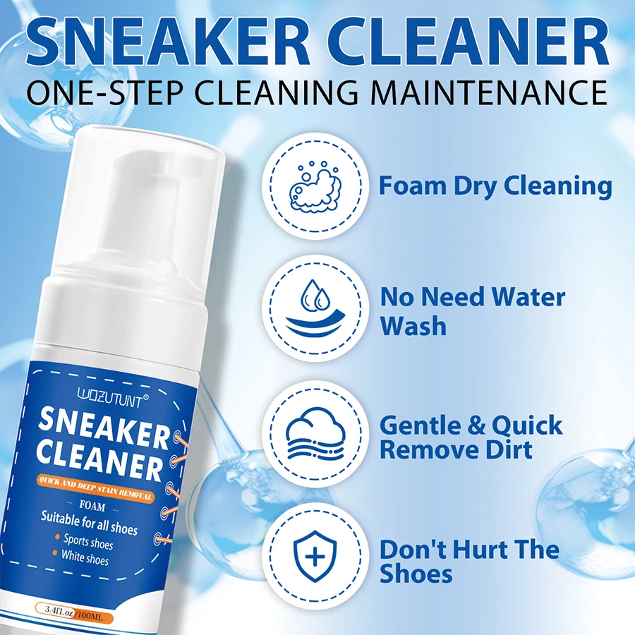 White Shoe Cleaner Kit for Sneakers Canvas Nubuck Suede Decontamination Sneaker Cleaner Foam with 2 Brush and 1 Towel Set 4
