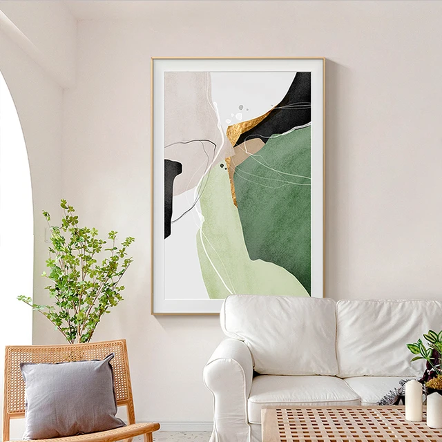 Quadro su tela per soggiorno oro verde scuro grandi foglie Poster luce  lusso parete immagine astratta quadri decorativi moderni - AliExpress