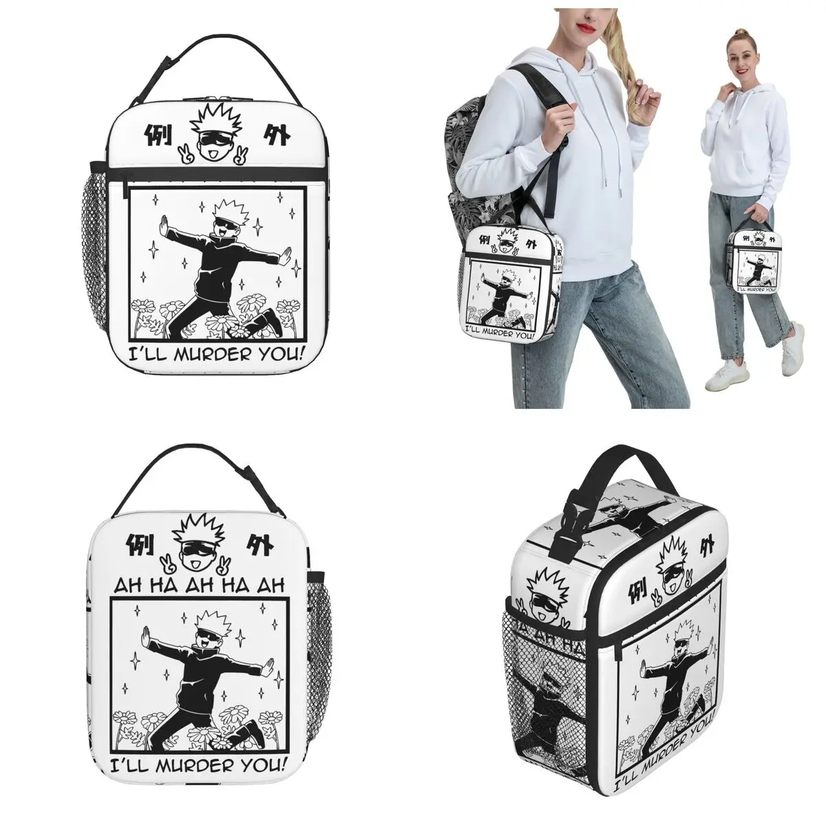 Gojo Satoru Jujutsu Kaisen Accessories Insulated Lunch Bag For School Food Container Reusable Thermal Cooler Lunch Box 2