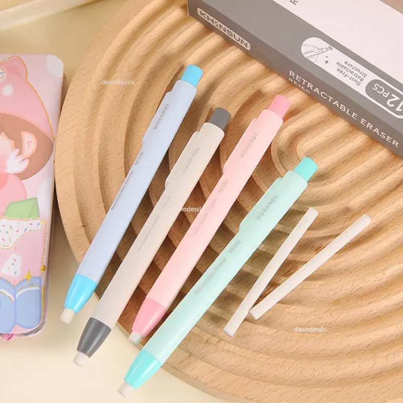 Press Retractable Pencil Eraser Correction Supplies Automatic Pencil Rubber Writing School Student Supplies Stationery pencil eraser retractable eraser eraser pen eraser refillable pen plasticine eraser biscuit eraser kneadable eraser