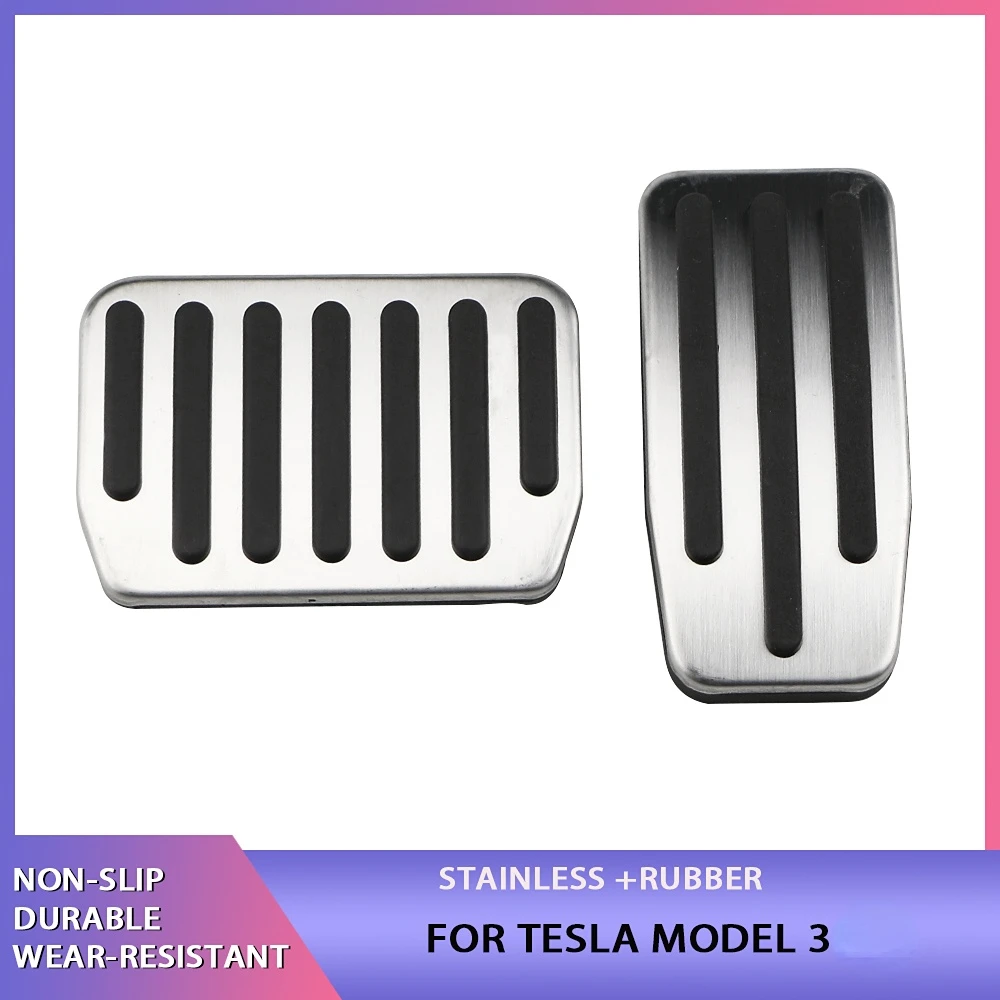 

AT Stainless Steel Slip Accelerator Brake Pedal Cover for Tesla Model 3 Model Y 2018 - 2022 2023 Car Pedals Accessories