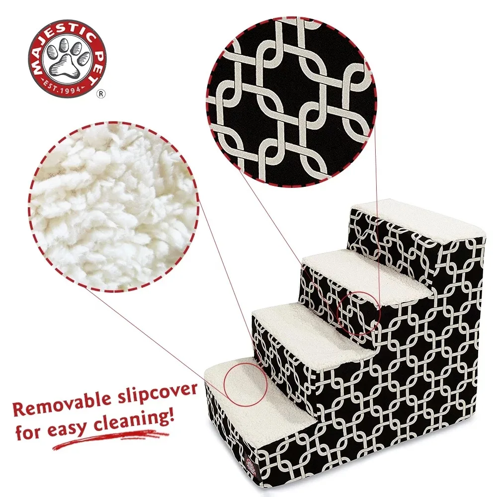 Links Pet Stairs 4 Steps Black Machine Washable Removable Cover 24" x 16" x 20"