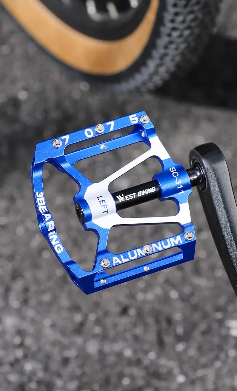 WEST BIKING 3-Lager-Fahrradpedal, CNC-Aluminiumlegierung, rutschfest, für MTB, Rennrad, Pedal, verbreitert Pedale, Beruf, Fahrradzubehör – Detail 16