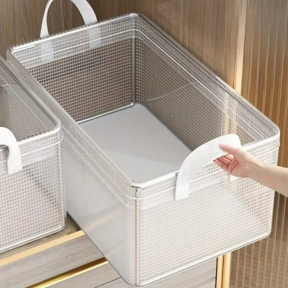 Pvc Transparent Storage Box Reinforced Handles Clothes Stackable Practical Sundries Boxes Storage Box Foldable Multi Purpose Bin 4
