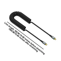 Premium Type - C Spring Coiled Cable with 20Gbps Transfer, 8K Display, and 100W Fast Charging for 1.8m (C male To C male ZT)