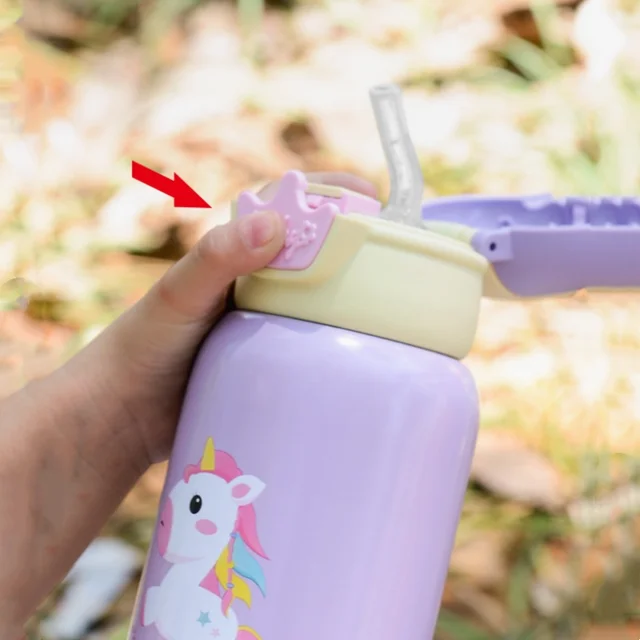 480ml Kids Thermos Bottle Cute Children's Thermal Water Bottle with Straw Stainless Steel Thermos Mug for Kid Portable Water Cup 5