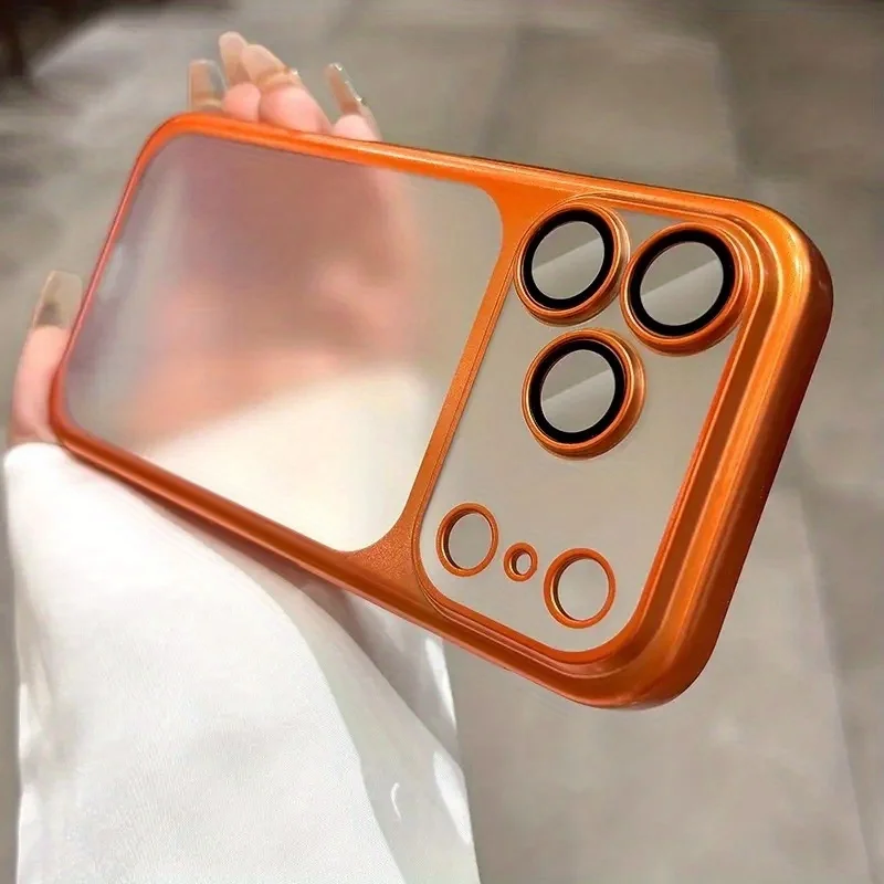 Luxury Frosted Transparent PC Hard Case with Built-In Lens Protection