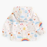 Sanlutoz Baby Coat Long Sleeve Little Kids Tops Zipper Autumn Baby Rainbow Pattern Clothing Hooded Cute 3