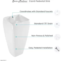 Well Made One Piece Pedestal Sink Washhand Stand Bathroom Furniture Sinks Fixture Home Improvement 2