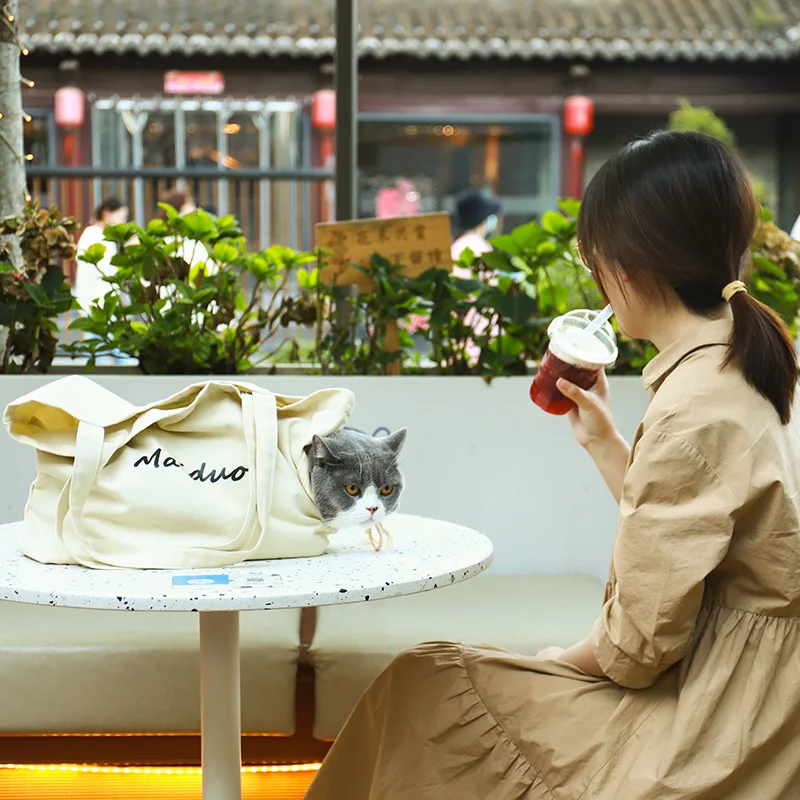 

Cat Bag Pet Going Out Bag Canvas Crossbody Shoulder Small Dog Backpack Puppy for A Walk Pet Supplies Cat Accessories