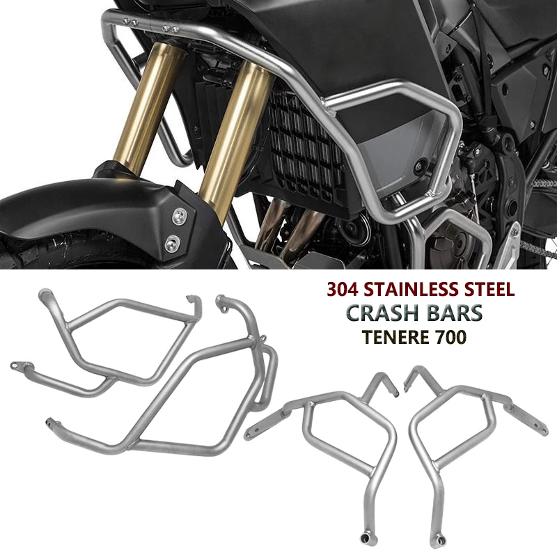 

Stainless steel Engine Crash Bar Upper&Lower Bumper Fairing Frame Protector Bar Fit For Yamaha Tenere 700 Tenere700 2019-2023