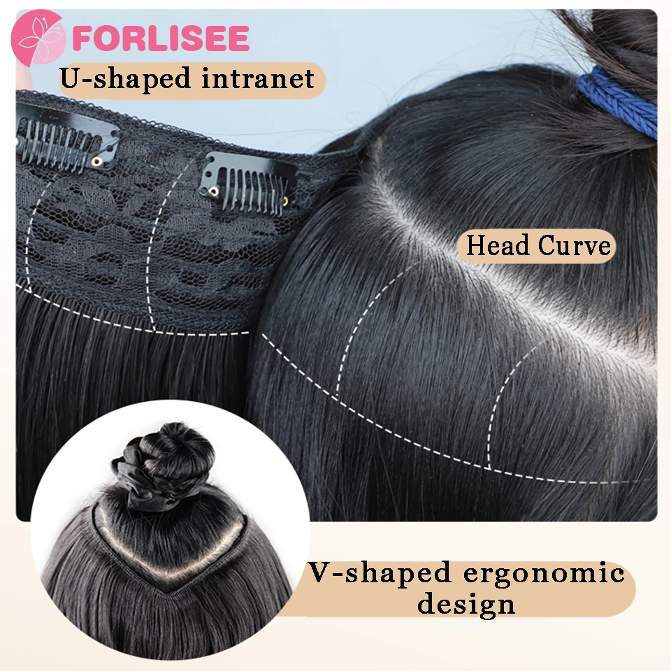 Curly Hair Wig Fluffy Hair Volume One Piece Long Extensions U-shaped Extensions For Women