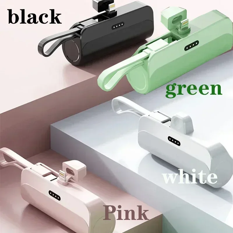 Mini Power Bank 30000mAh with Built-in Cable Plug and Play External Battery for Portable Charging, Suitable for Any Phone Model