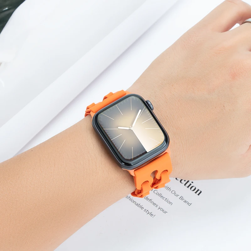 Elegant Chain Link Silicone Watch Strap Bracelet