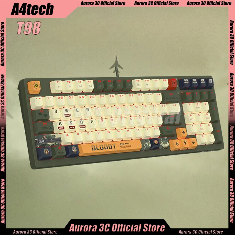 

Механическая игровая клавиатура A4tech T98, проводная Водонепроницаемая клавиатура с колпачком клавиш Pbt, 3 переменных скорости, Rgb, бесшумная клавиатура с горячей заменой, подарки