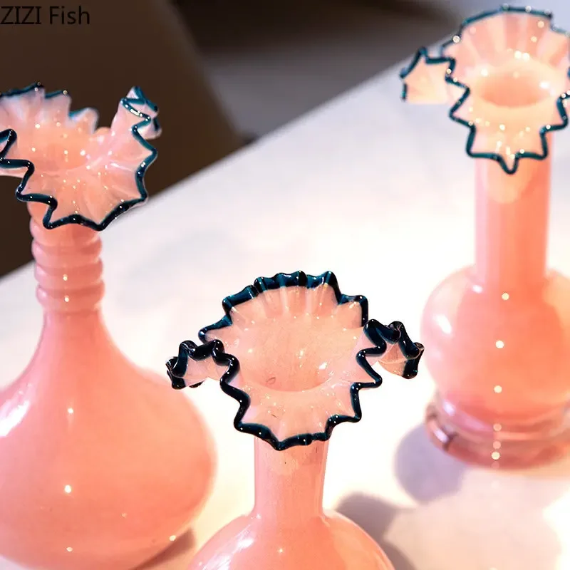 Creative Lace Glass Vase Desk Decoration Hydroponics Flowers Pots Decorative Flower Arrangement Modern Home Decor Floral Vases 5