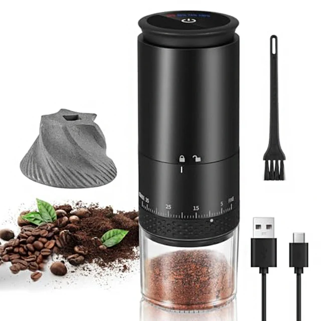 New Portable Electric Power Display Coffee Bean Grinder 38 Gears External Adjustable USB 2000mAh  Household Mini Coffee Machine 1
