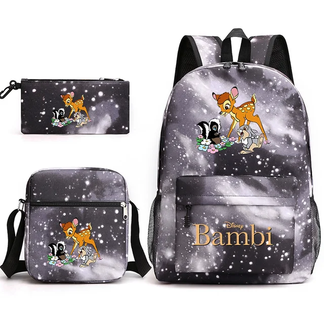 Disney-Sac à dos Bambi pour enfants, sacs d'école pour garçons et filles, ensemble  de sacs initiés, 3 pièces - AliExpress