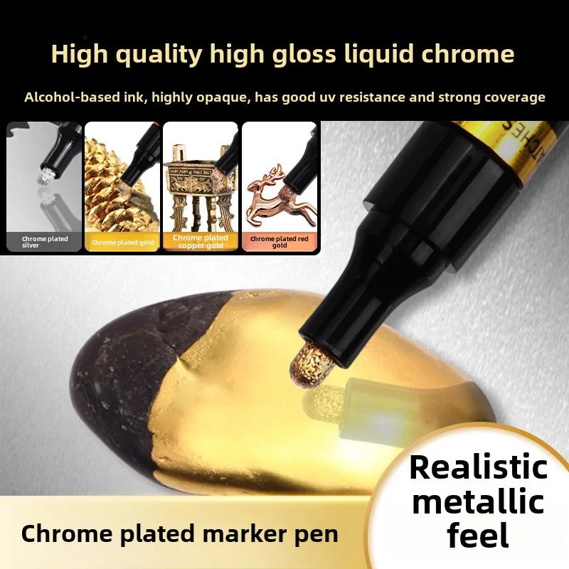 1/3/5 pcs Set Chrome Pen Marker with 2mm Nib: Mirror-like Waterproof Ideal for Rock Ceramic Glass Paint Metallic Gold/Silver 2