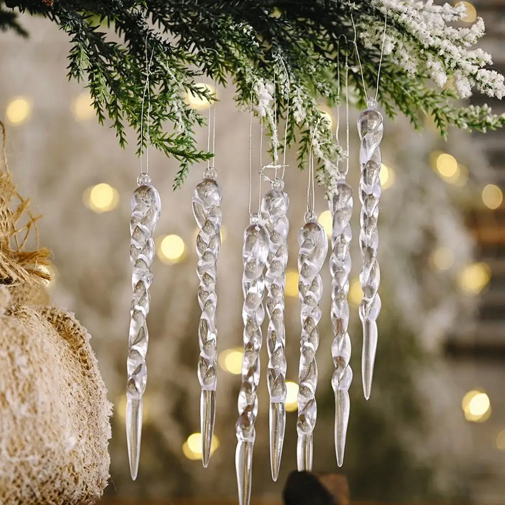 Lot De 20 Glaçons Décoratifs En Acrylique Pour Sapin De Noël - 15 X 2,5 Cm, Transparents - Décoration Suspendue Hiver, Mariage