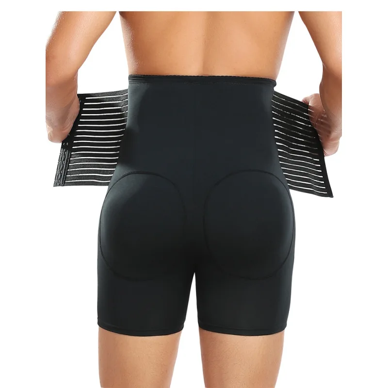 Men Breathable Tummy Control Butt Lifter Shapewear High Waist Belly Control Hip-up Briefs Double Compression Waist Tightening