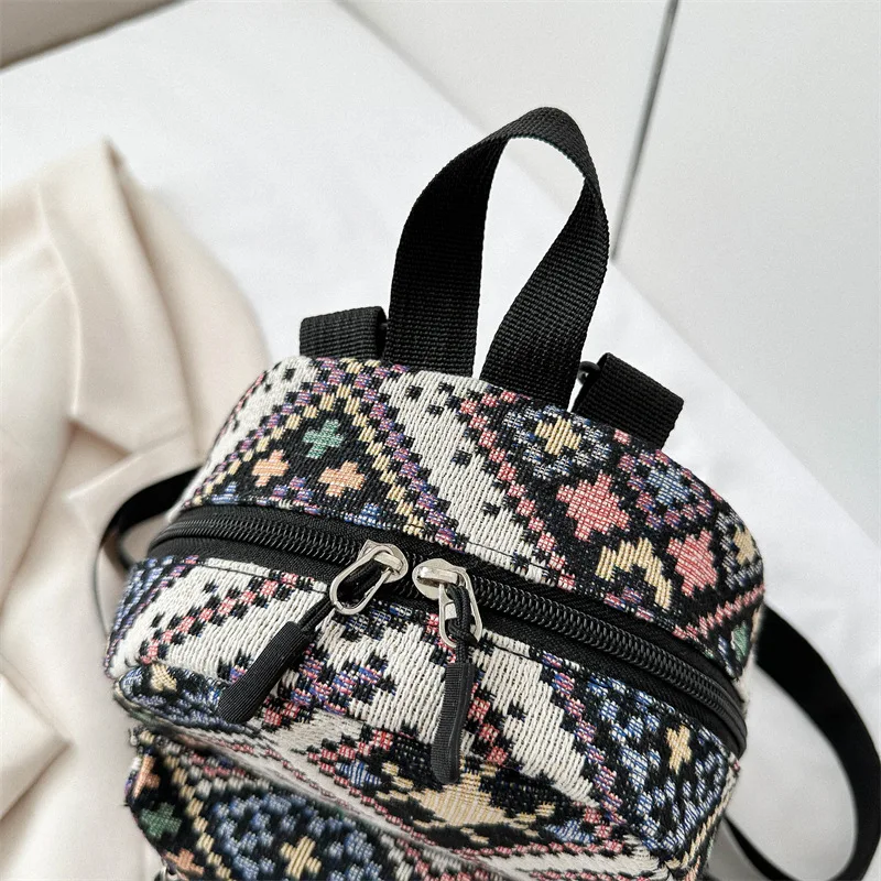 Canvas Backpack New Retro Ethnic Style Backpack for Women's Business Trips Three Purpose Crossbody Backpack