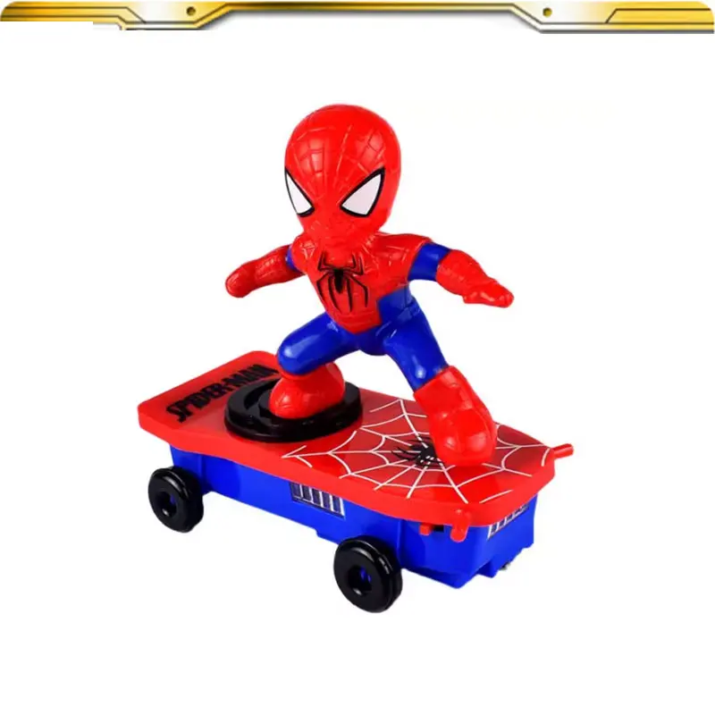 

Marvel Superhero Adventures Spider-Man Stunt Rolling Car Electric Scooter Q Version Action Figure Model Toy Doll Surprise Gift