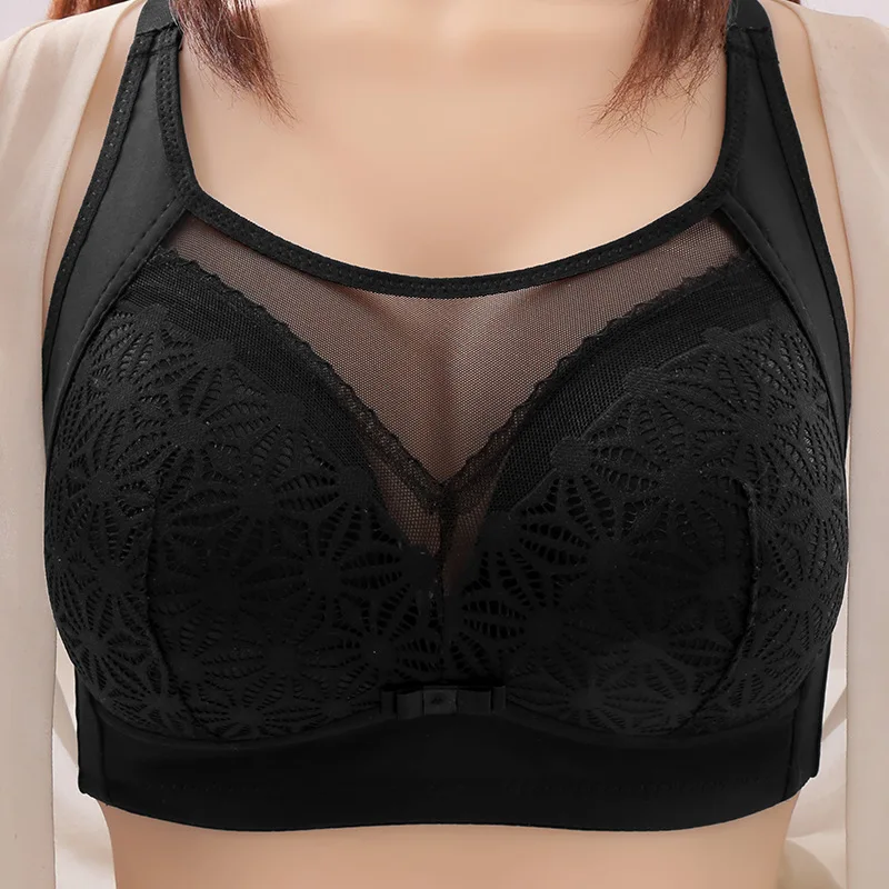 Women Bra Bustier Brassiere Mum Thin Comfortable Breathable Anti-glare Back Large Size Non-steel Ring